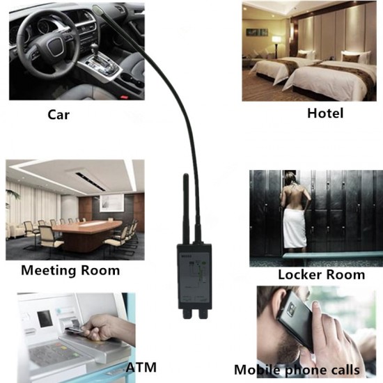 Profesionálny rádiový detektor (1MHz-12000MHz – WiFi, GPS, GSM, 3G, 4G, RF, audio, video) proti špionáži s dlhou magnetickou LED anténou
