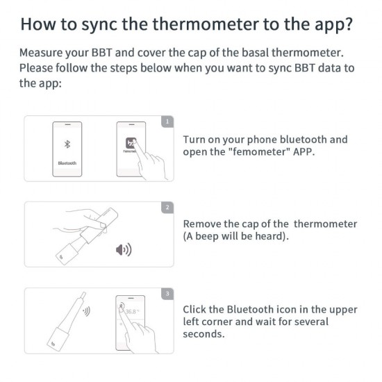 Femometer - inteligentný teplomer monitoringu Ovulácie pre prírodné plánovanie rodičovstva alebo neplodné dni spárovateľný s Android alebo IOS smartfónmi