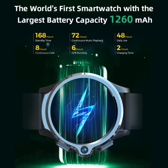 4G Inteligentné, samostatne funkčné Android hodinky pre mužov 3 GB RAM pamäte, 32 GB ROM , 1260 mAh batéria, dvojitá kamera, ID tváre GPS, WiFi 