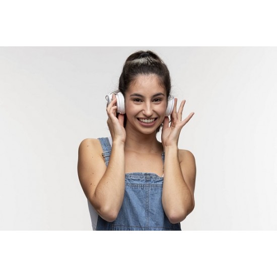 Kvalitné biele bezdrôtové slúchadlá s Bluetooth, s micro slotom SD, prehrávačom mp3, vstavaným mikrofónom